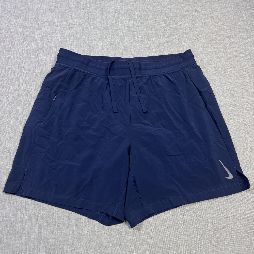 Nike Dri-FIT Running Lined Shorts Men Large Blue Athletic Drawstring 6" Inseam